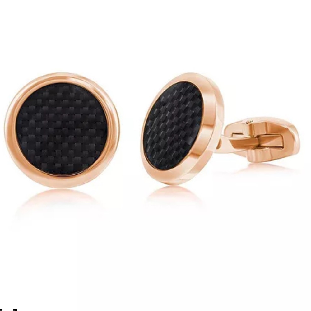 Men’s Gold Stainless Steel Carbon Fiber Cufflinks